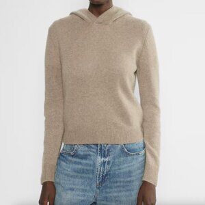 Aritzia Taupe Hooded Cashmere-Blend Pullover